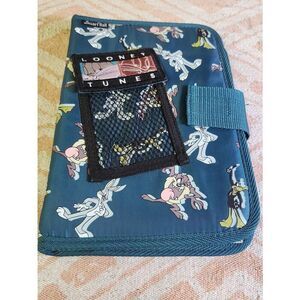 Vtg Looney Tunes 3 Ring Binder Green Bugs Bunny Taz Daffy 1998 #A53
